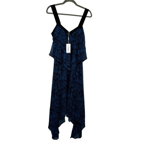Derek Lam 10 Crosby Blue Floral Silk Asymmetrical Two-Tier Cami Dress Women’s 2 - Picture 2 of 16